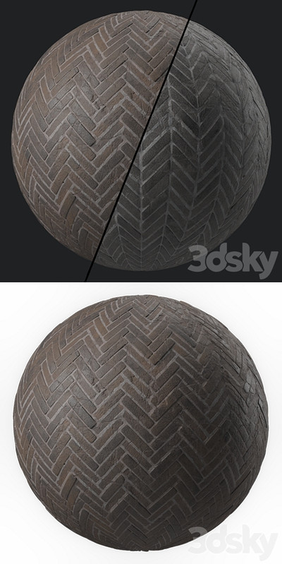 Pavement Materials 46- HerringBone Stone Paving | Sbsar Pbr 4k Seamless